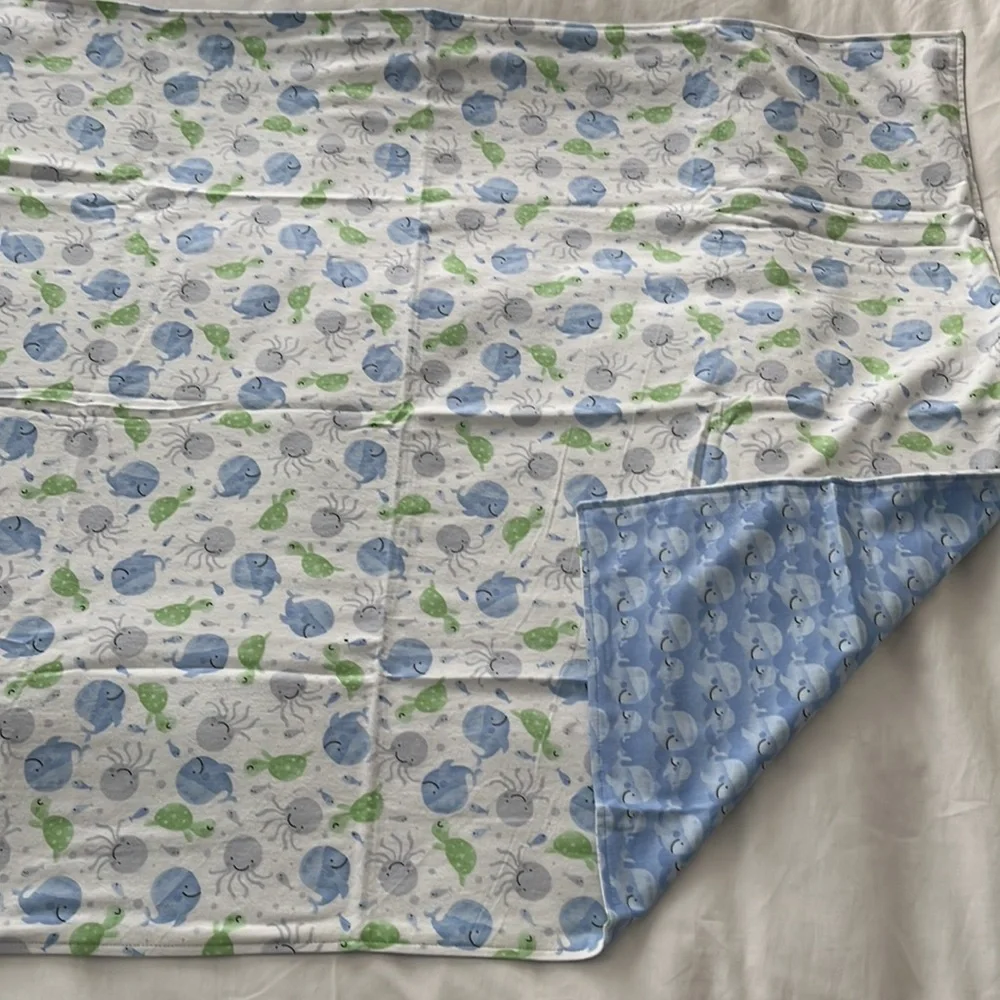 Sea life baby flannel receiving blanket - Picture 4 of 8